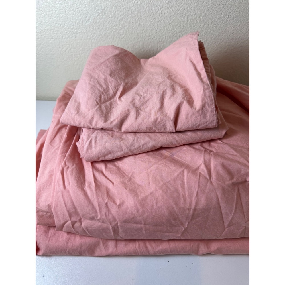 Lacoste 100% Cotton Sheet Set Twin XL Shirley Pink 4 Piece Minimalist Preppy